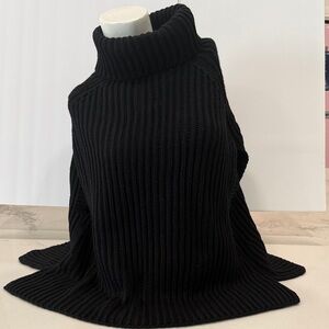 Women's Black Turtleneck Poncho Sweater